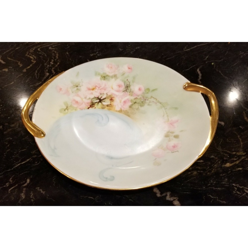Vintage SAXONY Handpainted Porcelain Floral Plate/ Platter Germany 11.75"